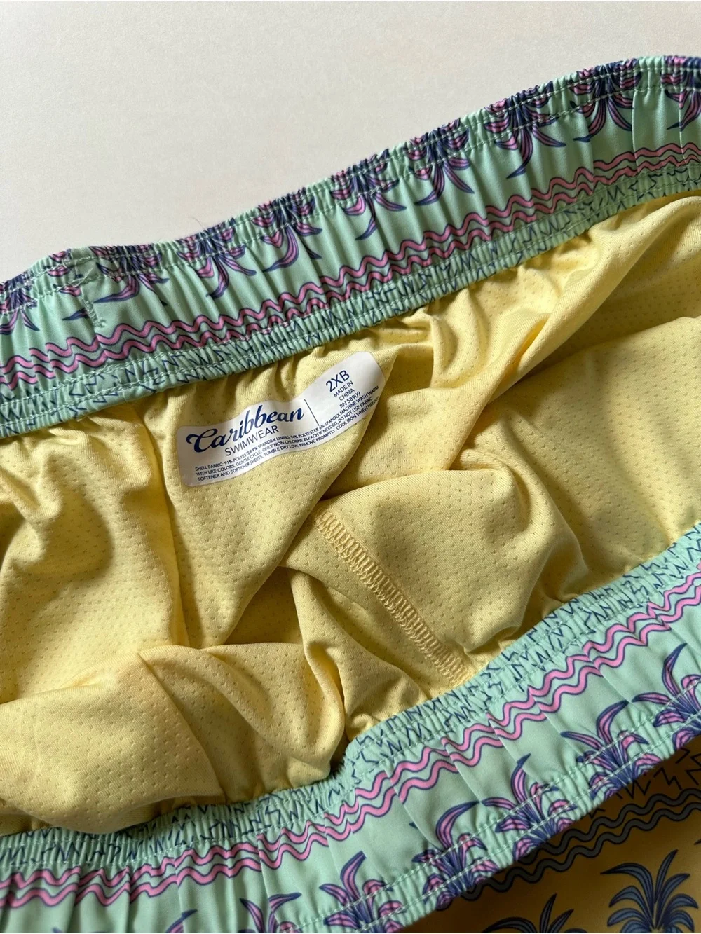 Caribbean Pineapple palm Tree Tropical Swim Trunks